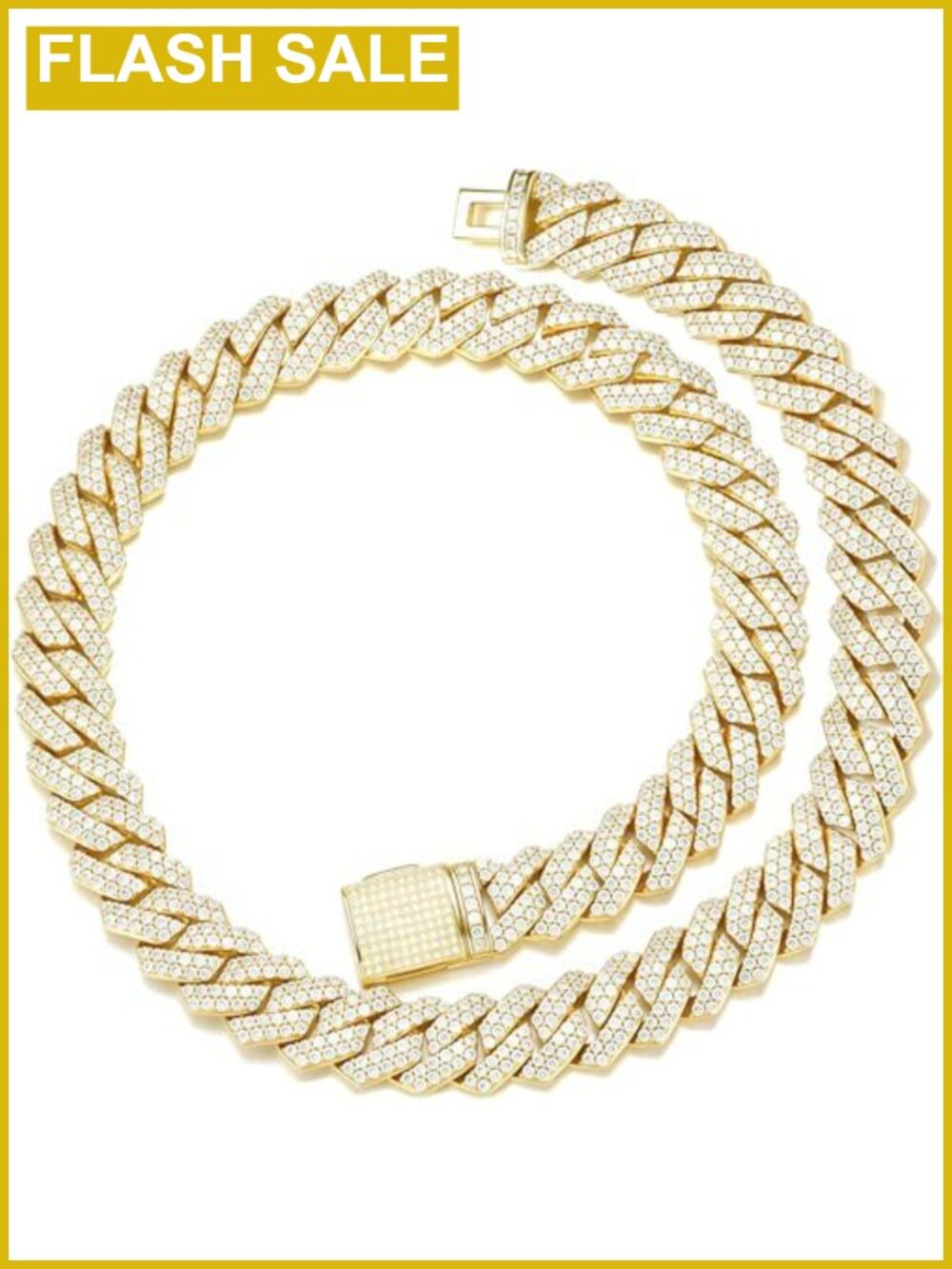14mm Iced Out Cuban Link Chain Necklace Gold Plated 5A+ Cubic Zirconia Hip Hop